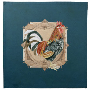 Vintage Style French Country Rustic Barn Rooster Napkin