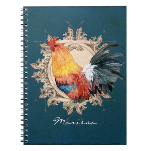 Vintage Style French Country Rustic Barn Rooster Notebook