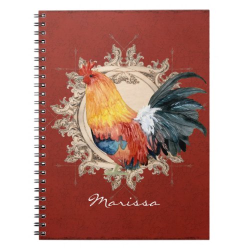 Vintage Style French Country Rustic Barn Rooster Notebook