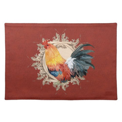 Vintage Style French Country Rustic Barn Rooster Placemat