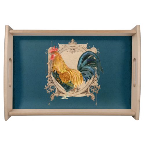Vintage Style French Country Rustic Barn Rooster Serving Tray