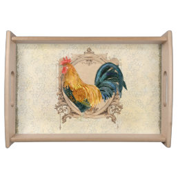Vintage Style French Country Rustic Barn Rooster Serving Tray