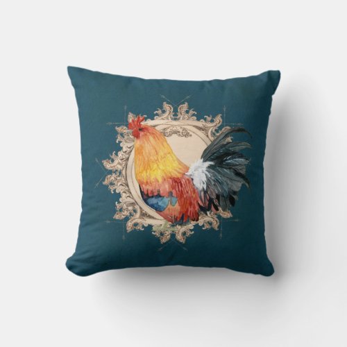 Vintage Style French Country Rustic Barn Rooster Throw Pillow