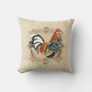 Vintage Style French Country Rustic Barn Rooster Throw Pillow