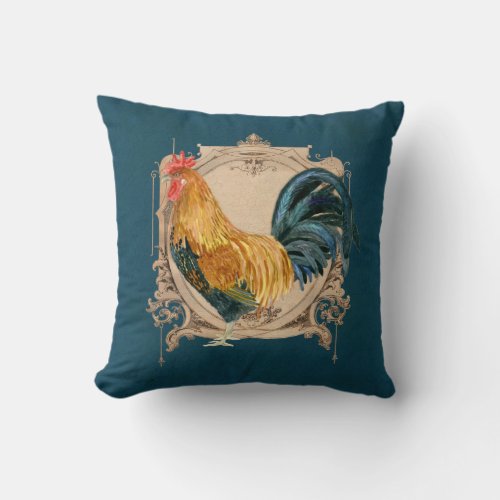 Vintage Style French Country Rustic Barn Rooster Throw Pillow