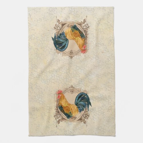 Vintage Style French Country Rustic Barn Rooster Towel