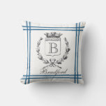 Vintage Style French Personalized Monogram Throw Pillow at Zazzle