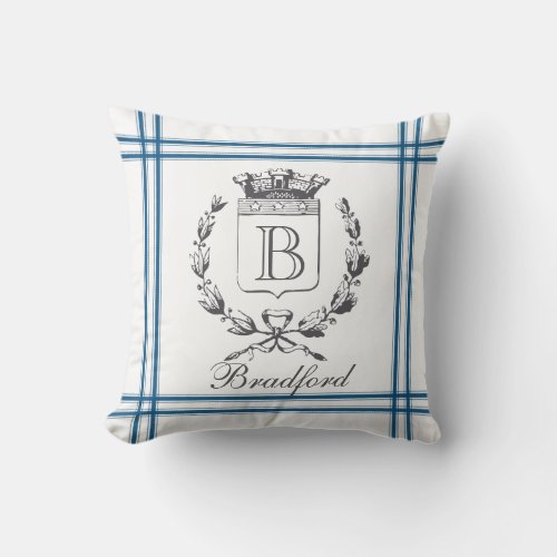 Vintage Style French Personalized Monogram Throw Pillow