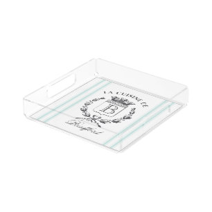 Vintage Style French Sack Custom Name and Monogram Acrylic Tray