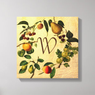 vintage style fruit design monogram wall art