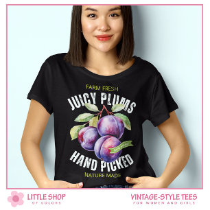 Vintage Style Fruit Plums T-Shirt