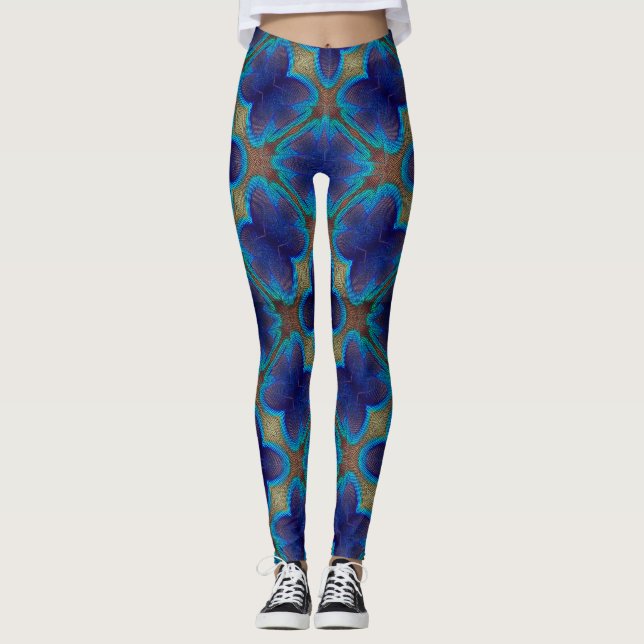 Vintage style geometric boho pattern leggings (Front)