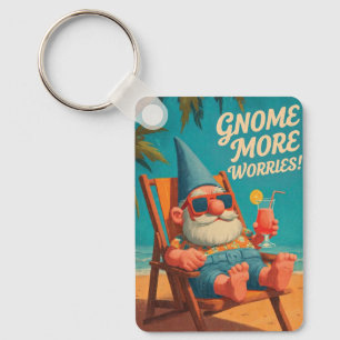 Vintage Style Gnome Beach Vacation Design Keychain