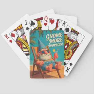 Vintage Style Gnome Beach Vacation Design Poker Cards