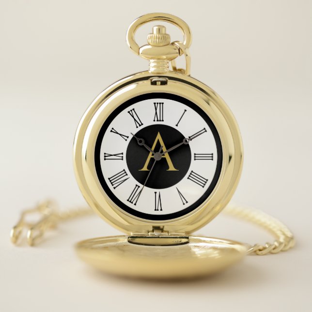 Vintage Style Gold Monogrammed Pocket Watch Gift (Inside)