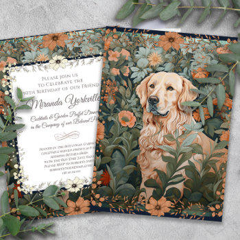 Vintage Style Golden Retriever Birthday Party Invitation by AntiqueImages at Zazzle