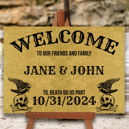 Vintage Style Gothic Wedding or Halloween Welcome Poster
