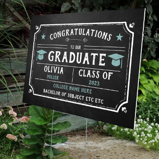 Vintage Style Graduation Chalkboard Yard Sign