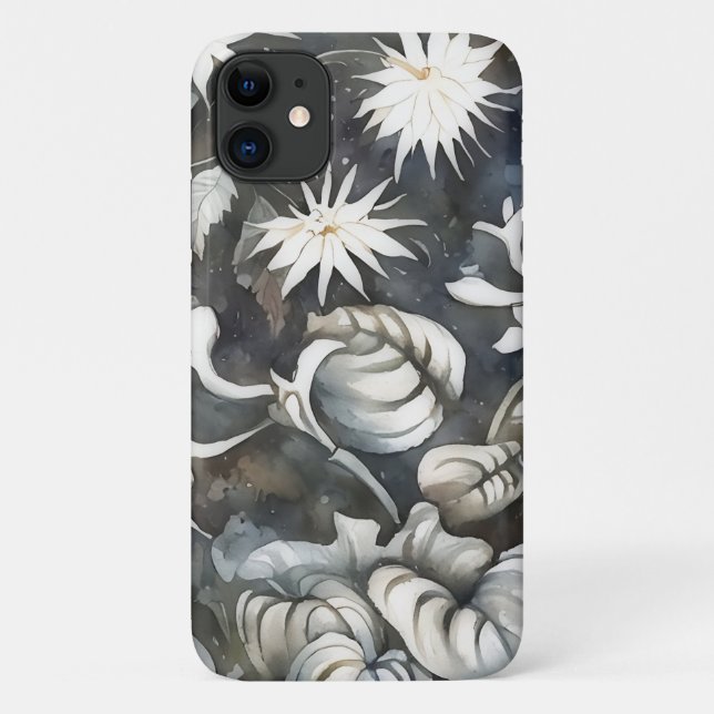 Vintage Style Gray Floral Art Phone Case (Back)