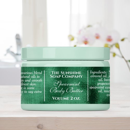 Vintage style green foil soap and cosmetic label