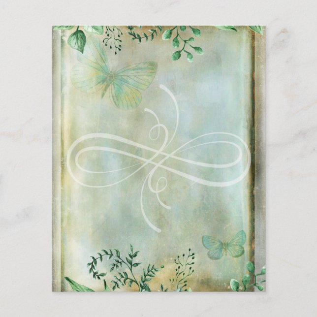 Vintage Style Green Leaves Scrapbook Paper (Front)