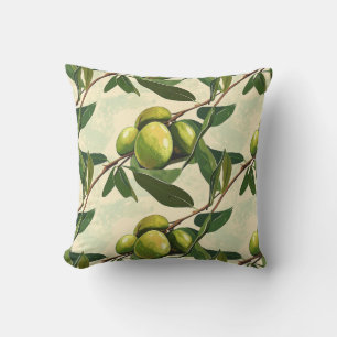 Vintage Style Green Olive Design Throw Pillow