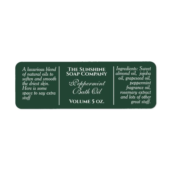 Vintage style green soap and cosmetic label