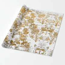 Vintage Style Grunge Gold Damask Floral Pattern