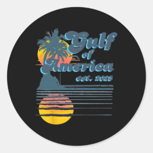 Vintage Style Gulf Of Usa America Beach Lovers Sum Classic Round Sticker