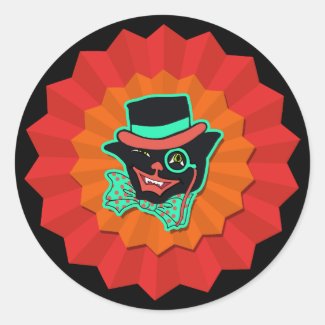Vintage Style Halloween Cat in A Hat Cute