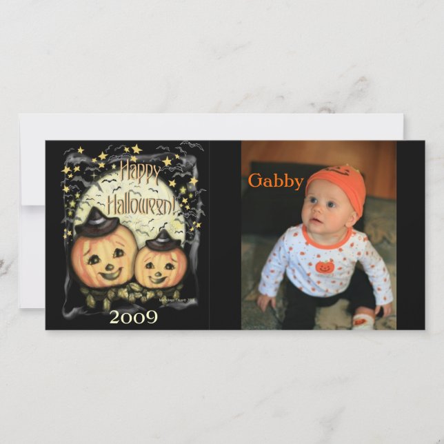 Vintage Style Halloween Custom Photo Card (Front)