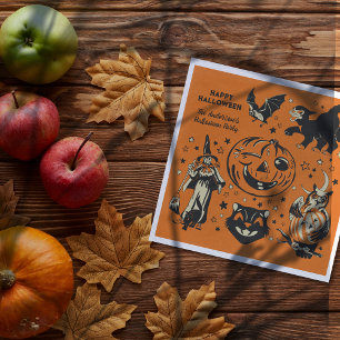Vintage Style Halloween Graphics Personalized Napkins