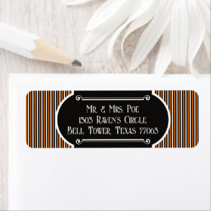 Vintage Style Halloween Orange & Black Stripe Label