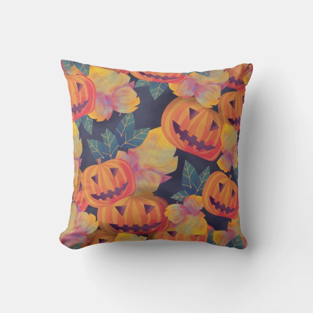 Vintage Style Halloween Pumpkins | Throw Pillow (Front)