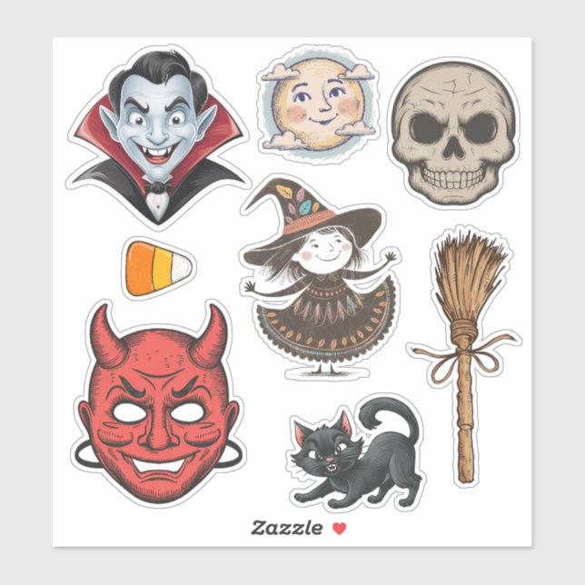 Vintage style Halloween Sticker (Sheet)