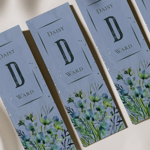 Vintage-Style Hand-Painted Blue Floral Bookmark
