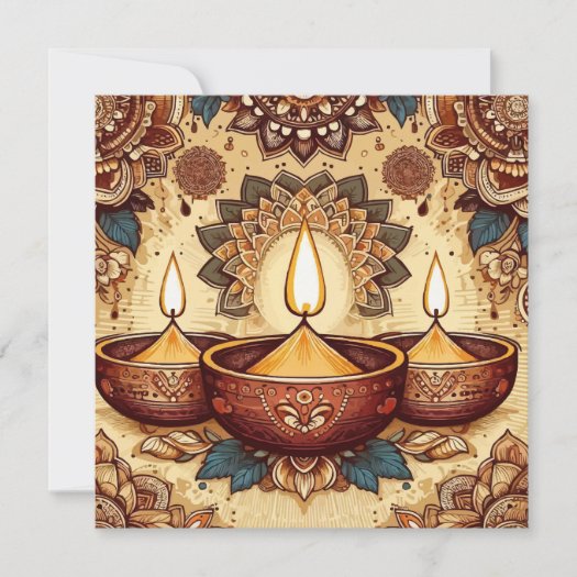 Vintage Style Happy Diwali Diya Festival of Light