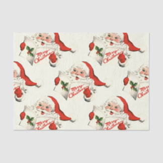 Vintage Style Happy Santa Claus Reading Tissue Paper