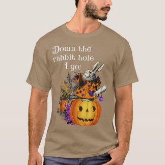 Vintage Style Haunted Halloween Alice White Rabbit T-Shirt