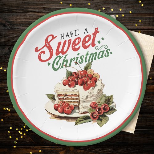 Vintage Style Have a Sweet Christmas Cake Paper Plates