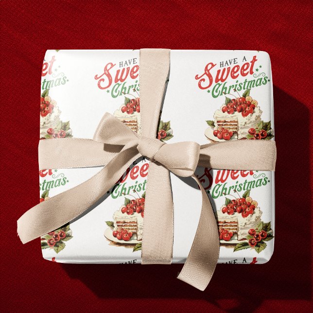 Vintage Style Have a Sweet Christmas Cake Wrapping Paper (Creator Uploaded)