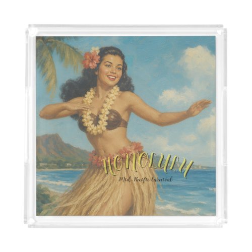 Vintage Style Hawaii Travel Acrylic Tray