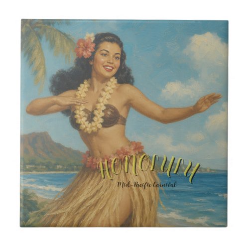 Vintage Style Hawaii Travel Ceramic Tile
