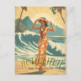 Vintage Style Hawaii Travel Holiday Postcard