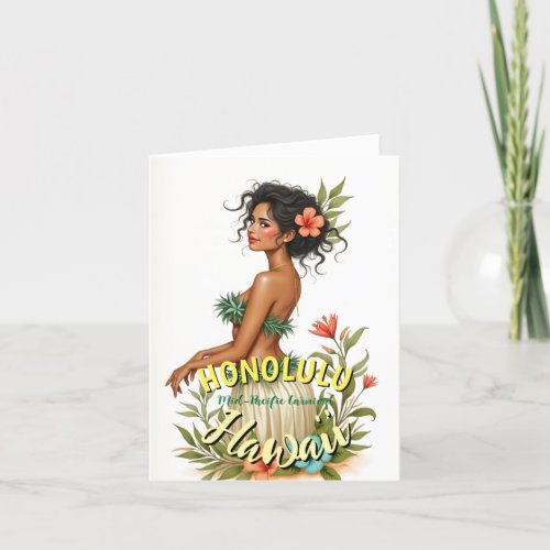 Vintage Style Hawaii Travel Honolulu Hula Girl