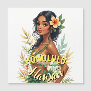 Vintage Style Hawaii Travel Honolulu Magnetic Card