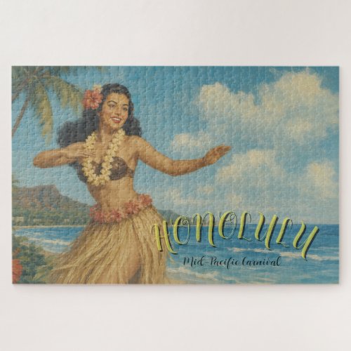 Vintage Style Hawaii Travel Jigsaw Puzzle