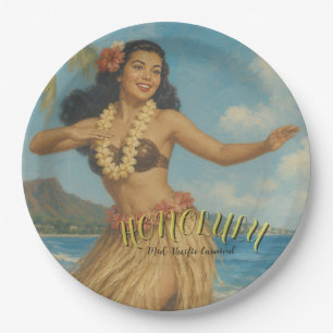 Vintage Style Hawaii Travel Paper Plates