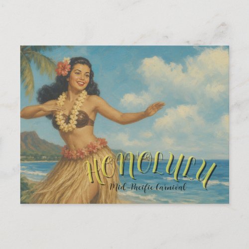 Vintage Style Hawaii Travel Postcard