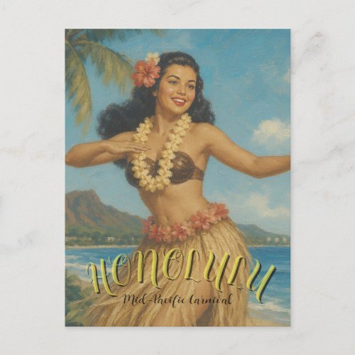 Vintage Style Hawaii Travel Postcard